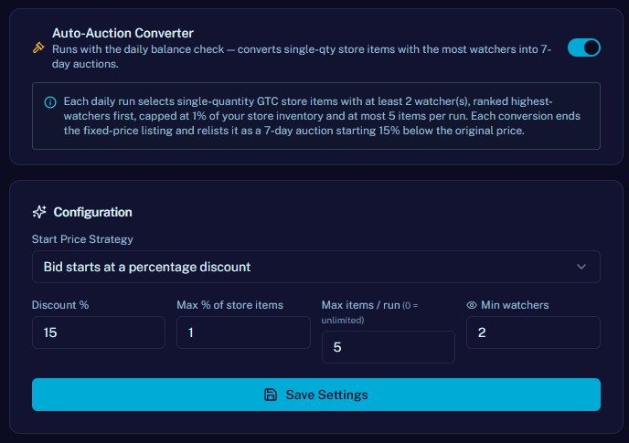 Auto-Auction Converter — Turn watchers into auctions