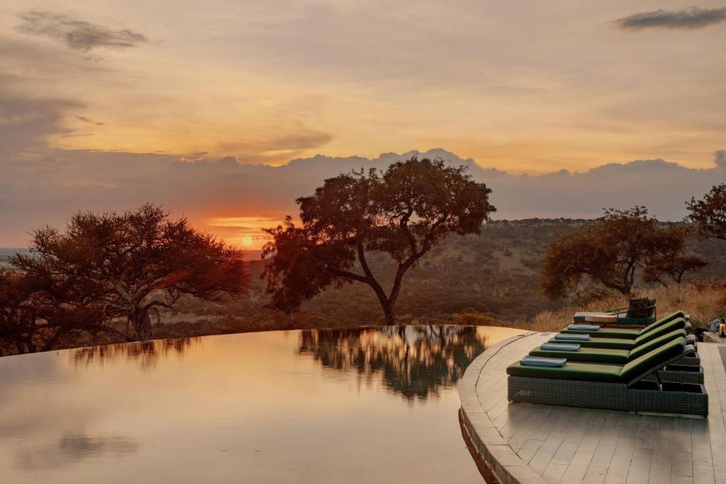 Luxury platinum safari at sunset in Tanzania