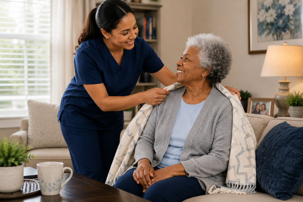 Live-in caregiver providing compassionate home care assistance
