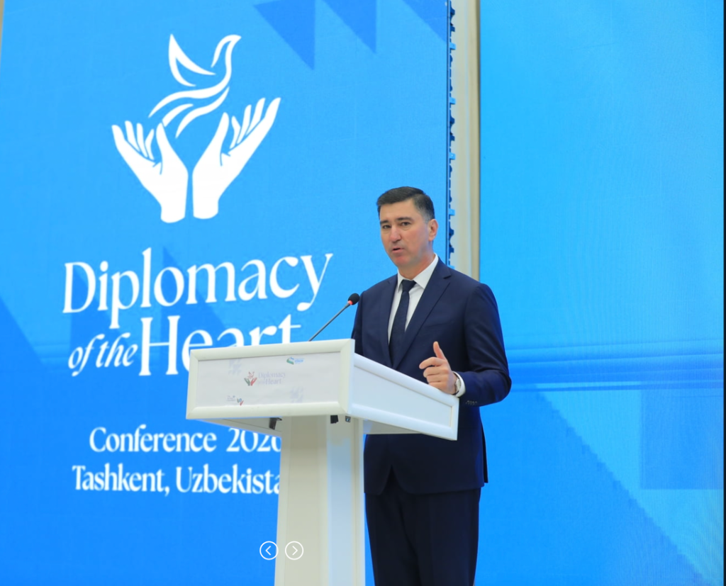 Speaker at the Podium — Diplomacy of the Heart Conference 2026, Tashkent