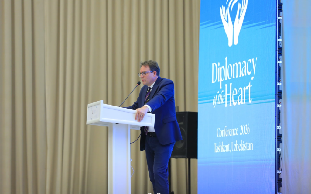 Speaker at the Podium — Diplomacy of the Heart Conference 2026, Tashkent