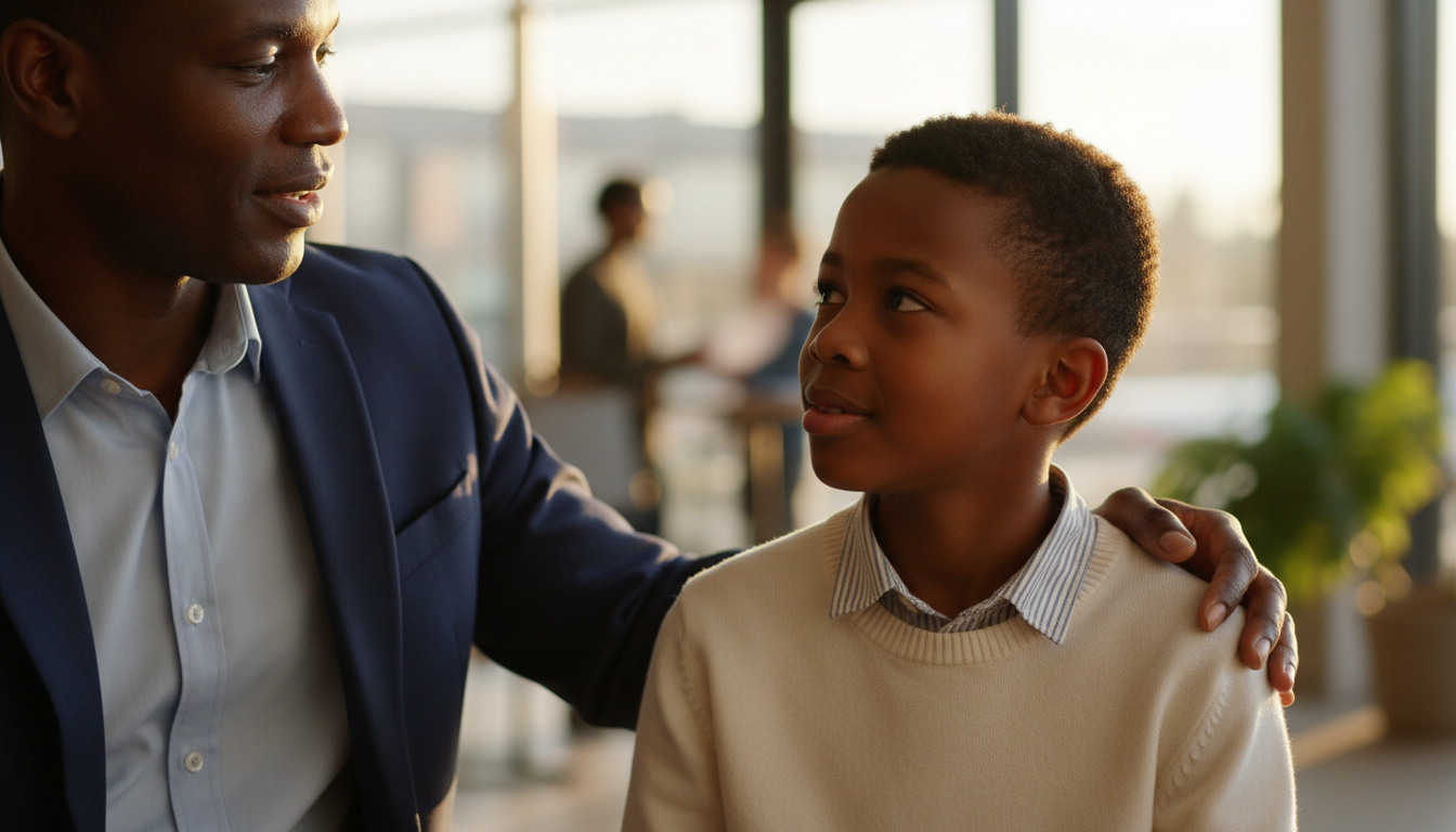 Mentor supporting a young man
