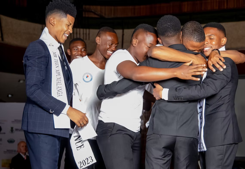 Young men celebrating at the Mr Teen Mpumalanga event