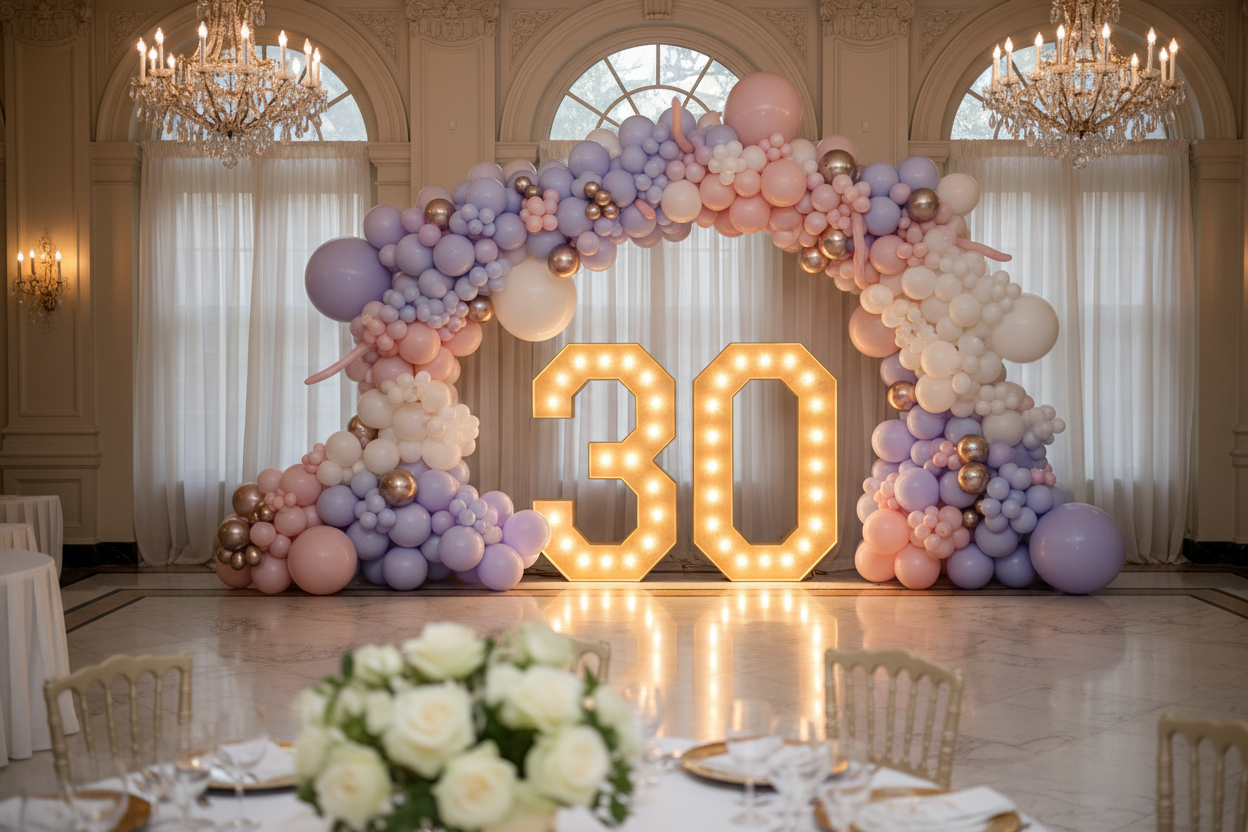 Luxury balloon décor installation