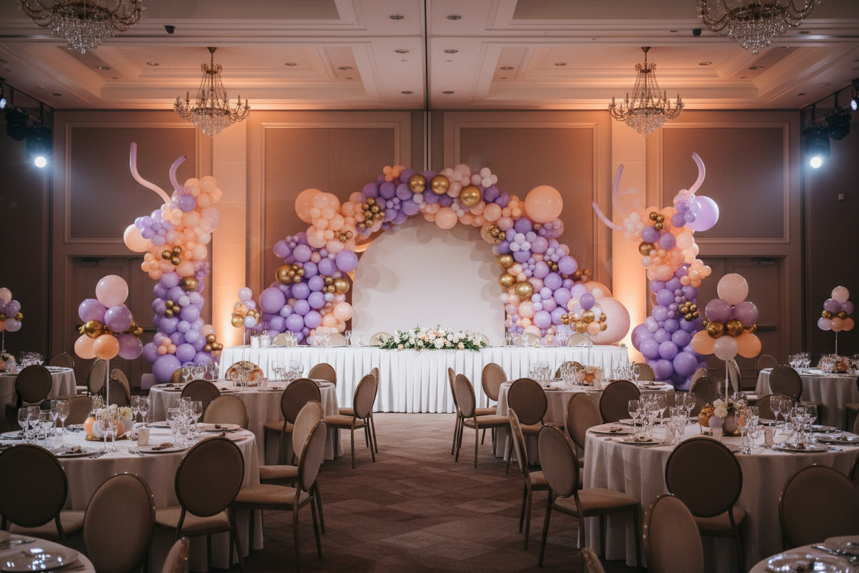 Balloon garland and columns