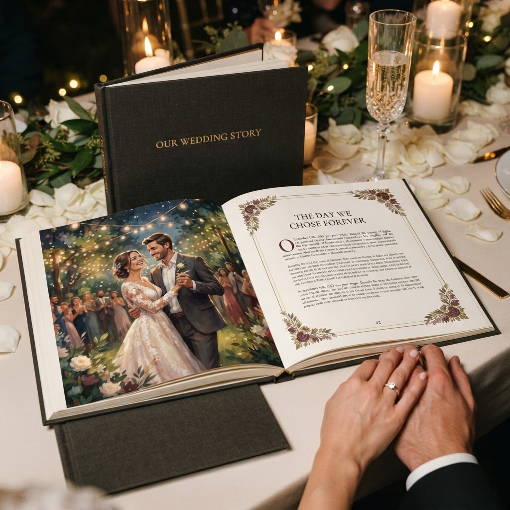 Our Wedding Story illustrated book cover