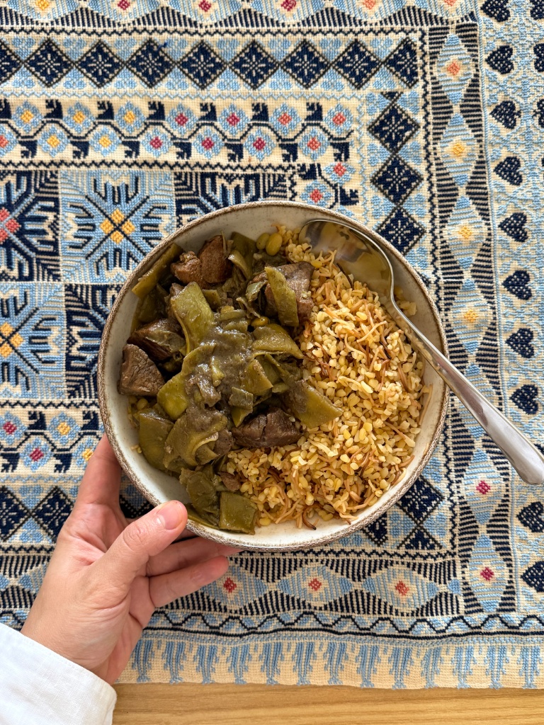 لوبيا باللحم مع البرغل