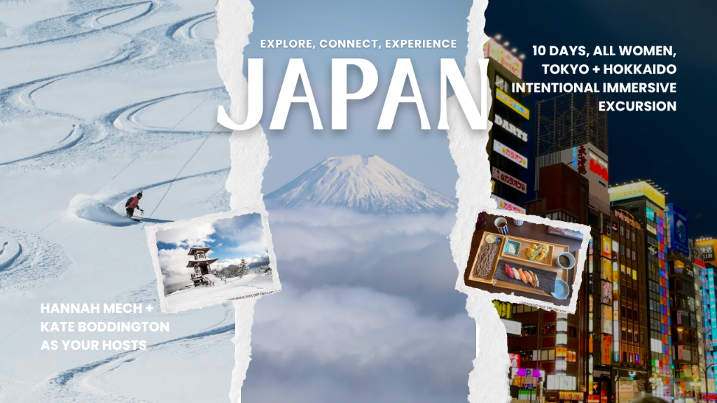 Explore, Connect, Experience Japan — Women's Ski Trip collage