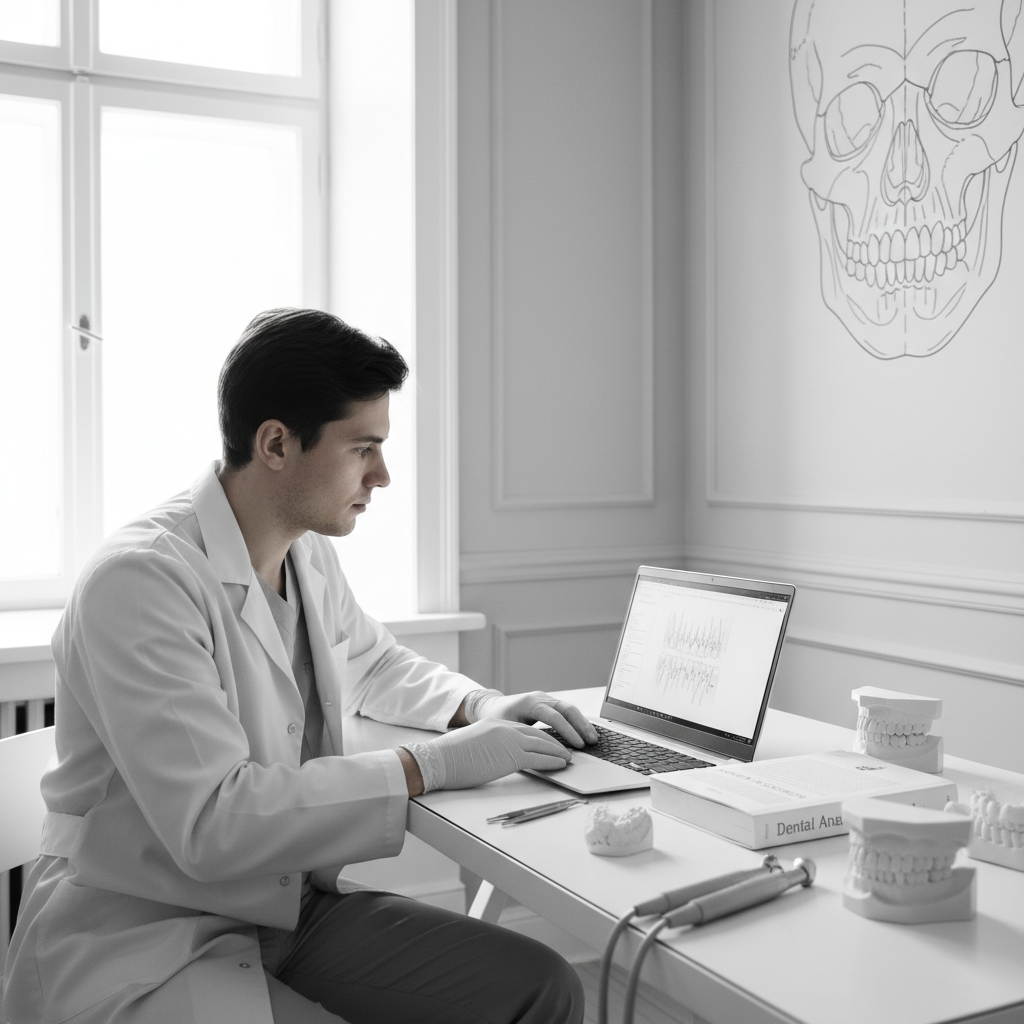 Dental professional studying