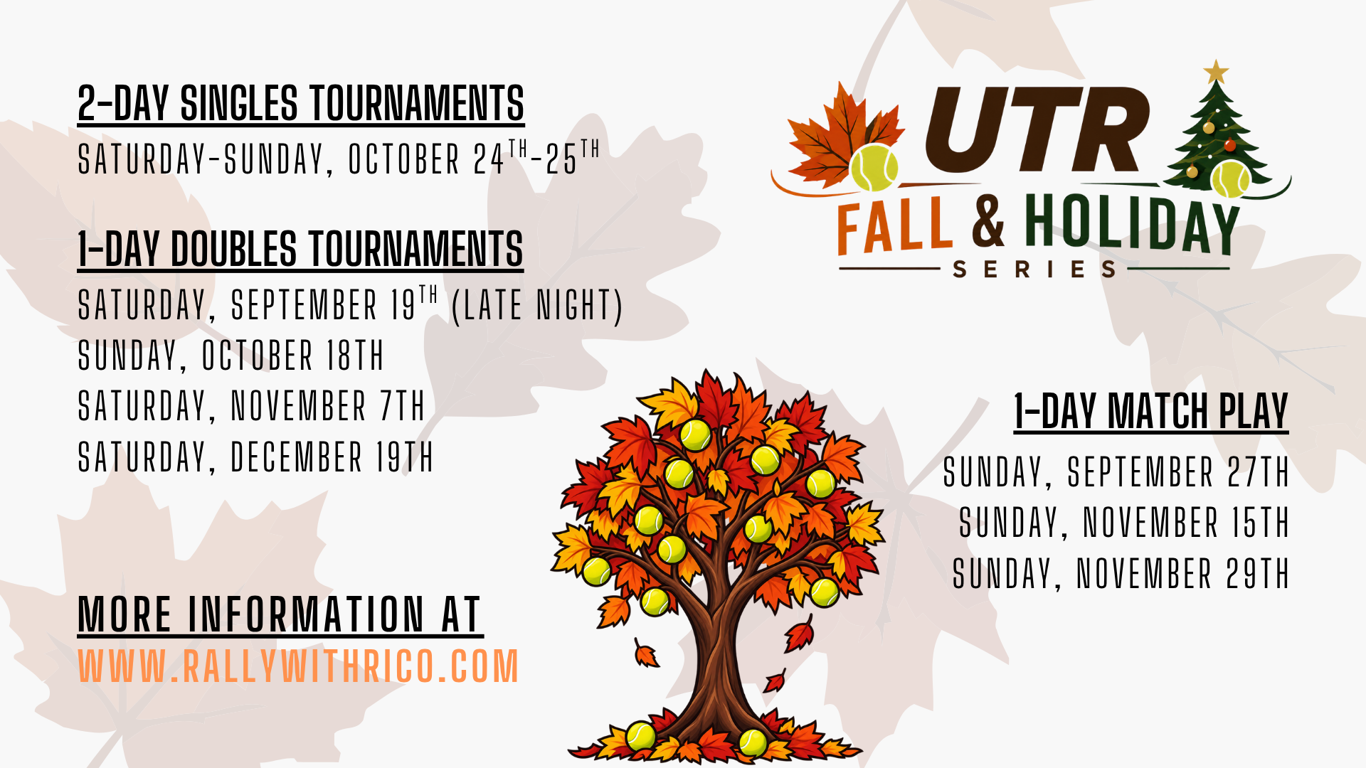 UTR Fall & Holiday Series tournament schedule