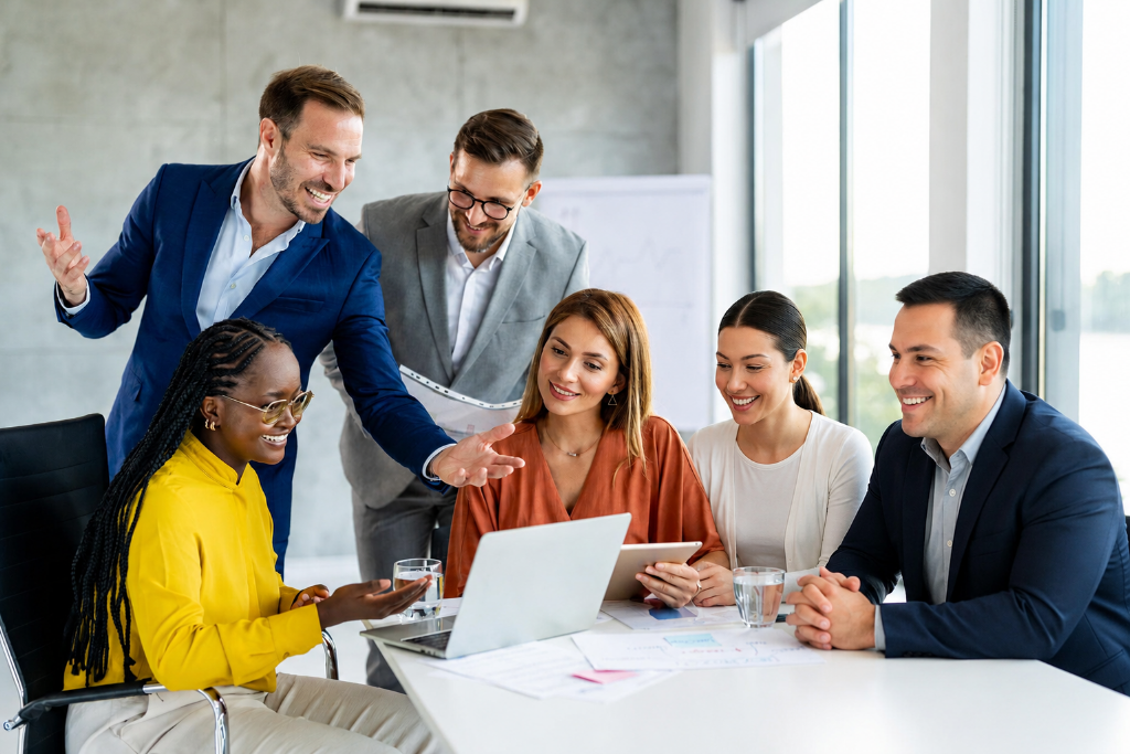 Professional business team collaborating