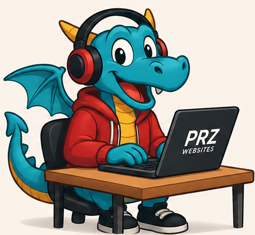 PRZ Websites dragon working at a laptop