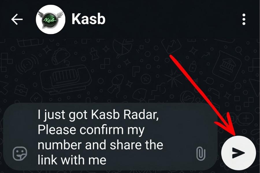 Pre-filled WhatsApp message to Kasb