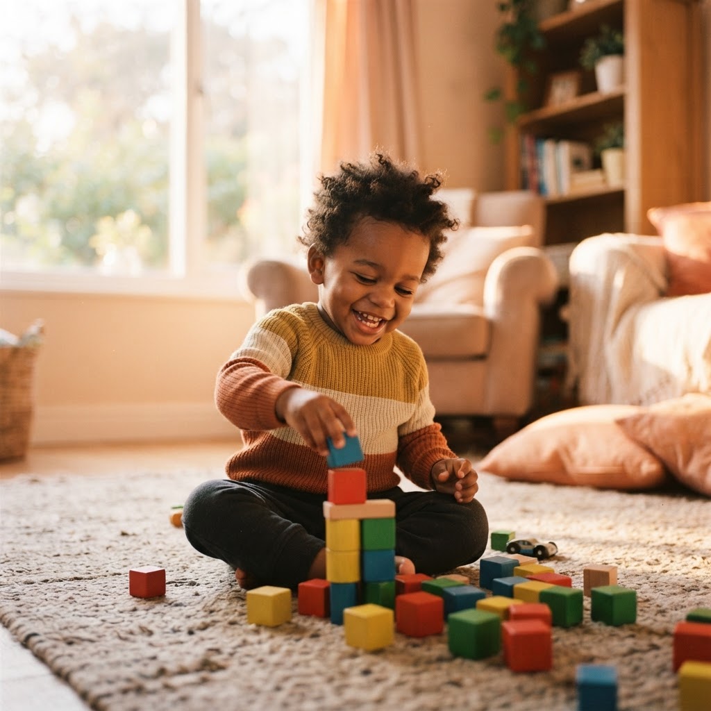 A child playing at home