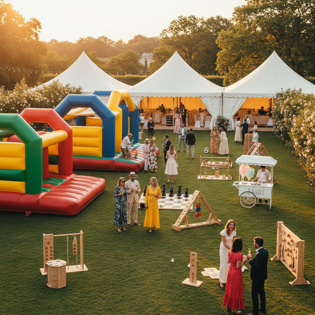 Animation événementielle — châteaux gonflables, jeux en bois, manèges forains