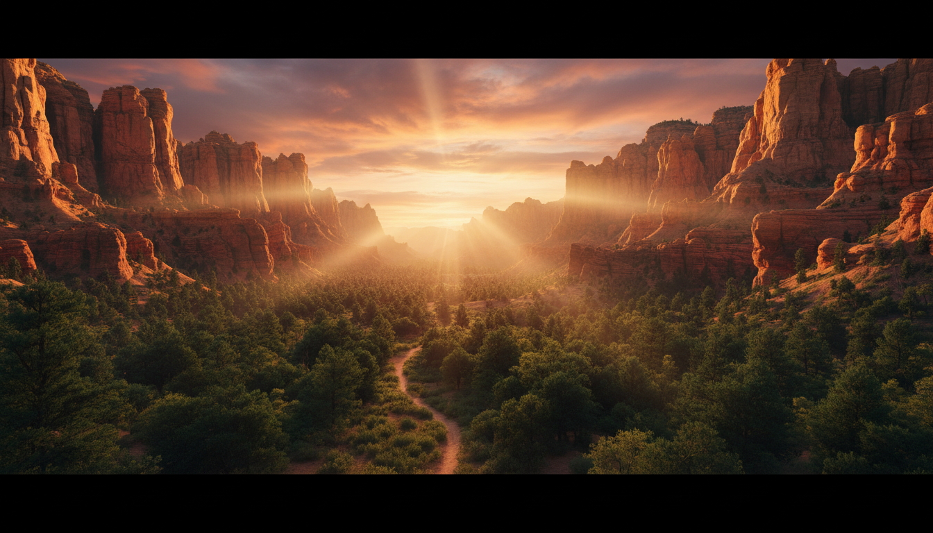 Canyon landscape at golden hour