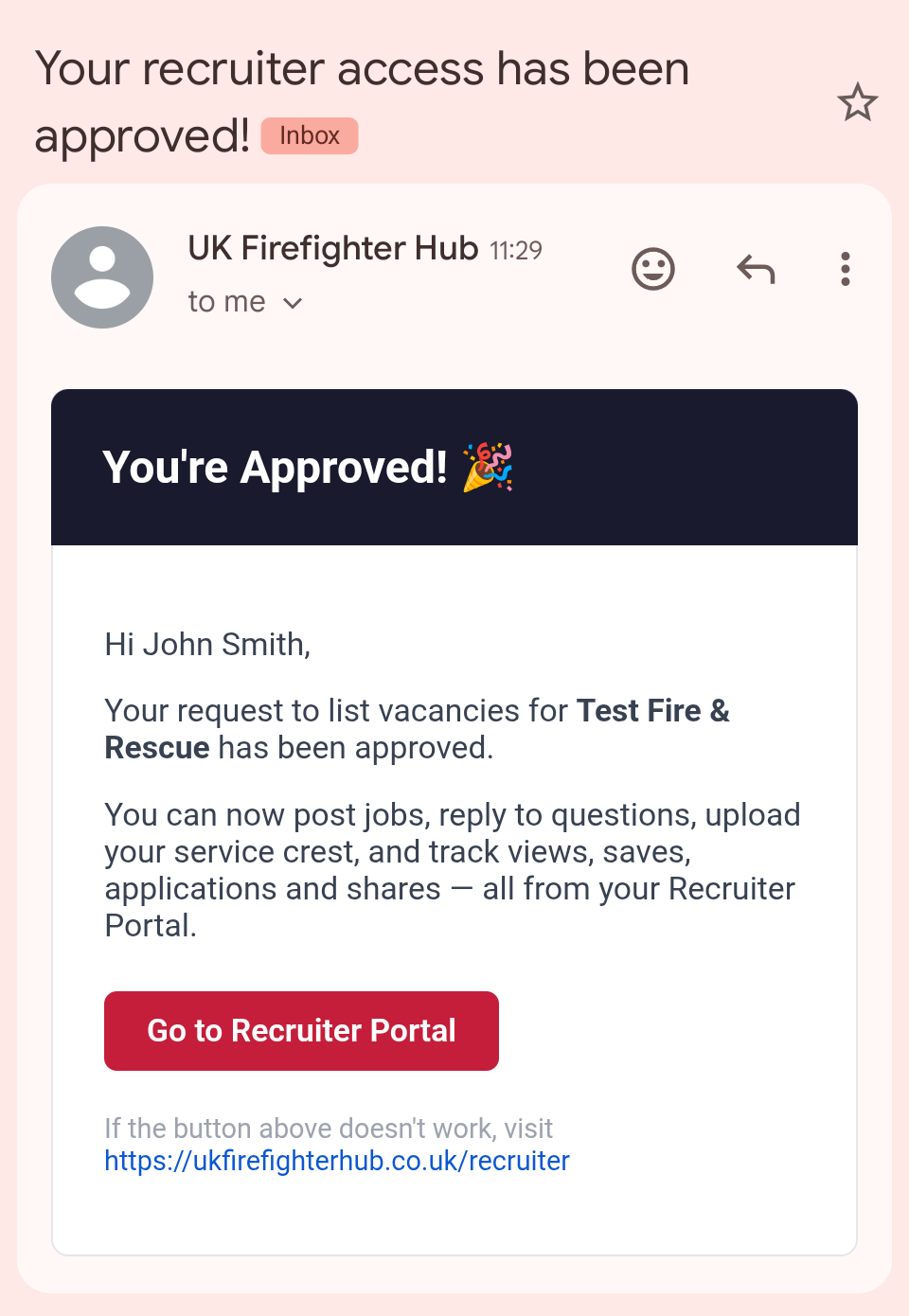 'You're Approved!' confirmation email