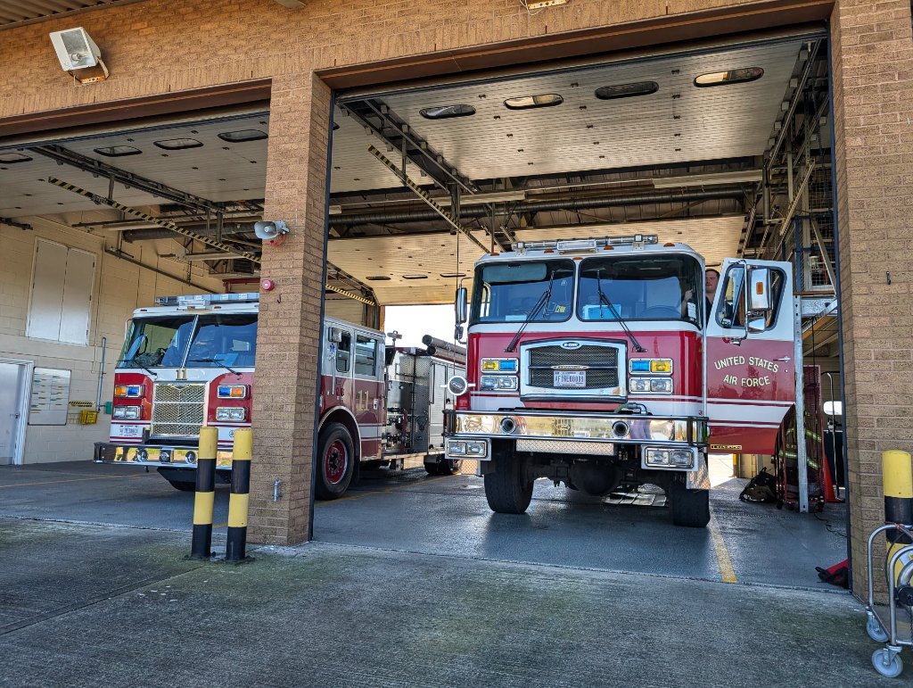 Engine 10 and Engine 11 β US Air Force Pierce and Emergency-One pumpers at RAF Croughton