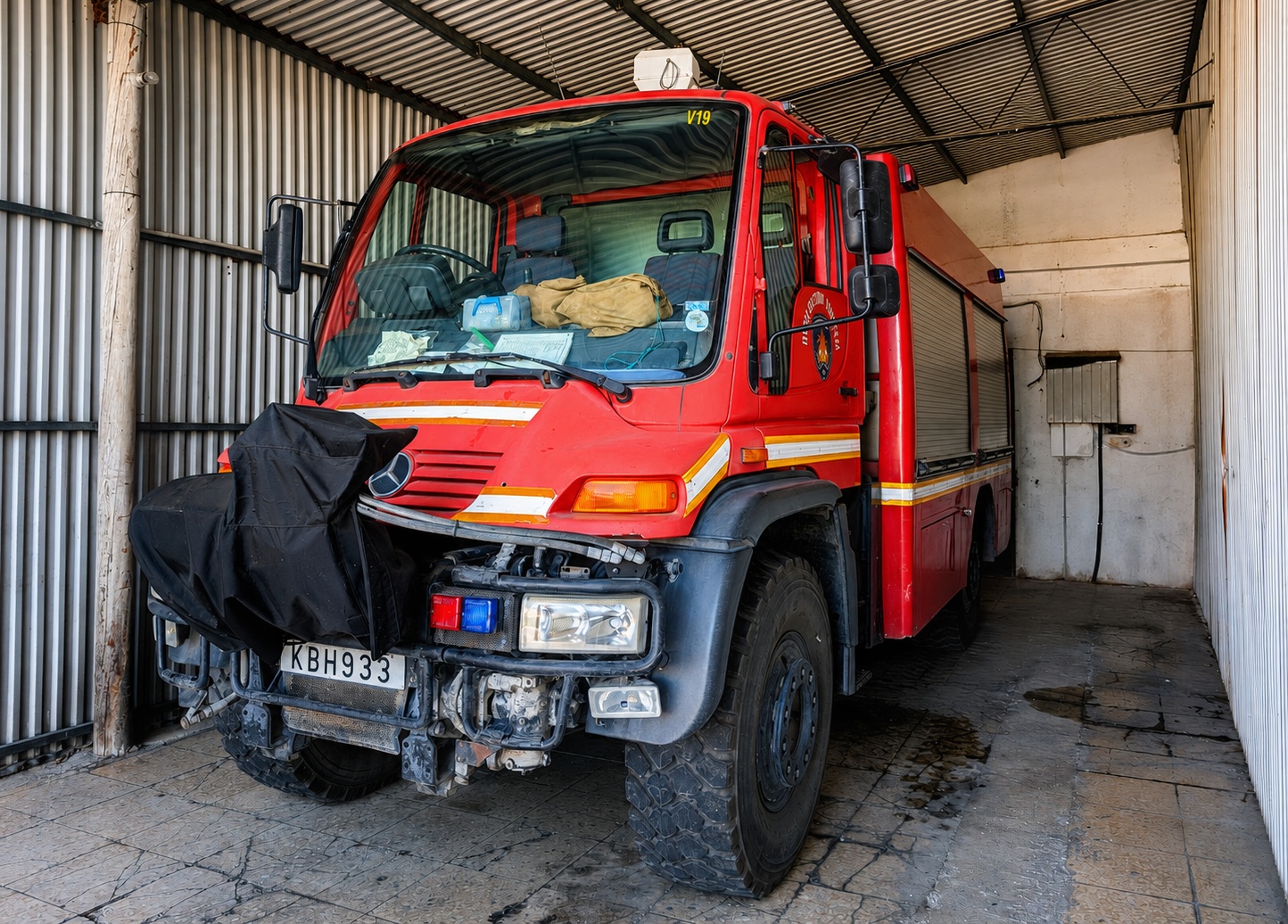Peyia's Mercedes-Benz appliance — the go-anywhere chassis a rural station relies on.