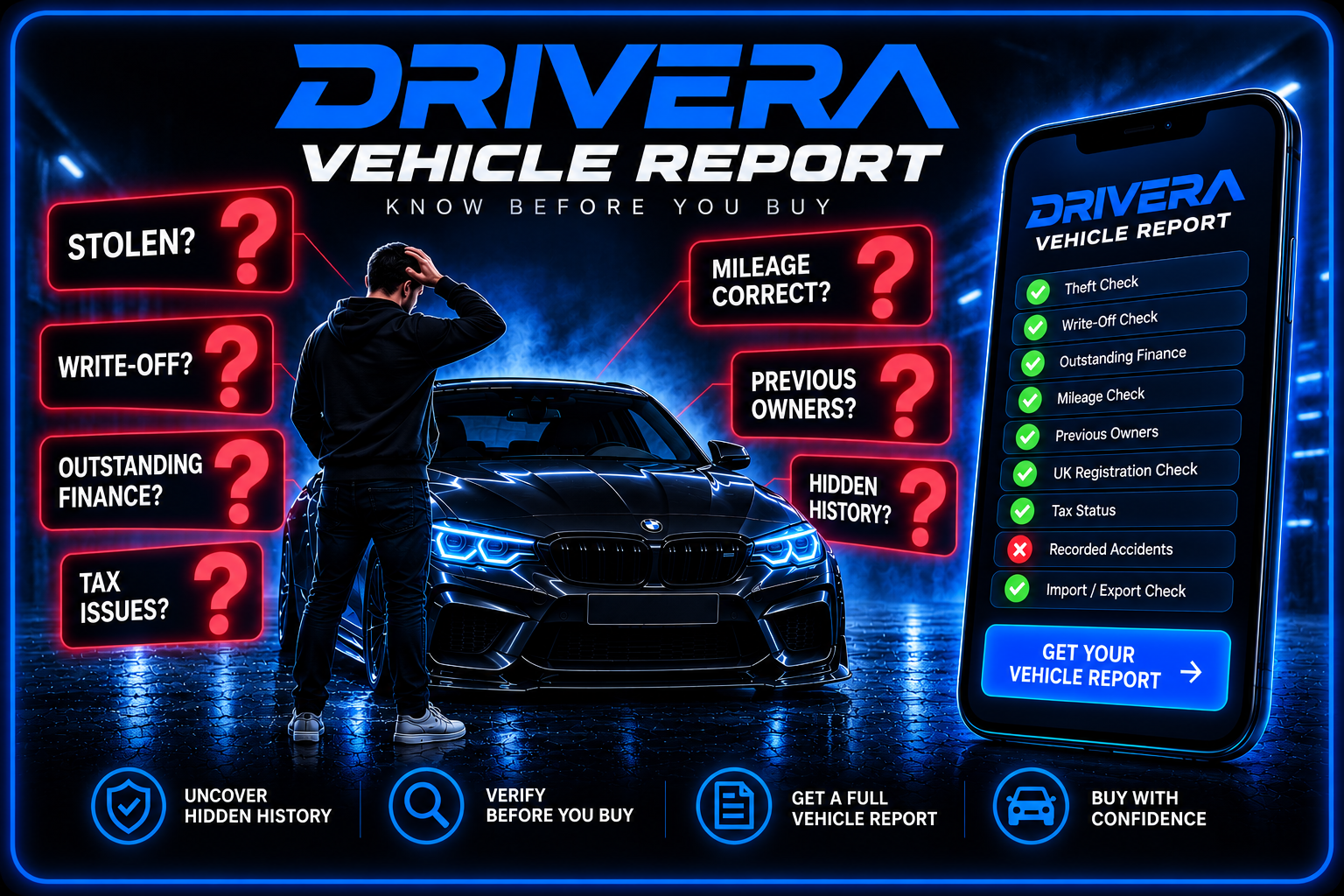 Drivera vehicle report — know before you buy