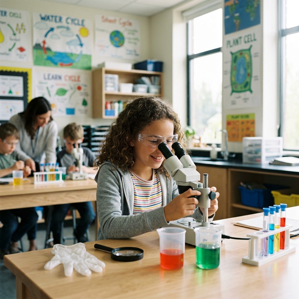 A student experiencing a moment of discovery and wonder