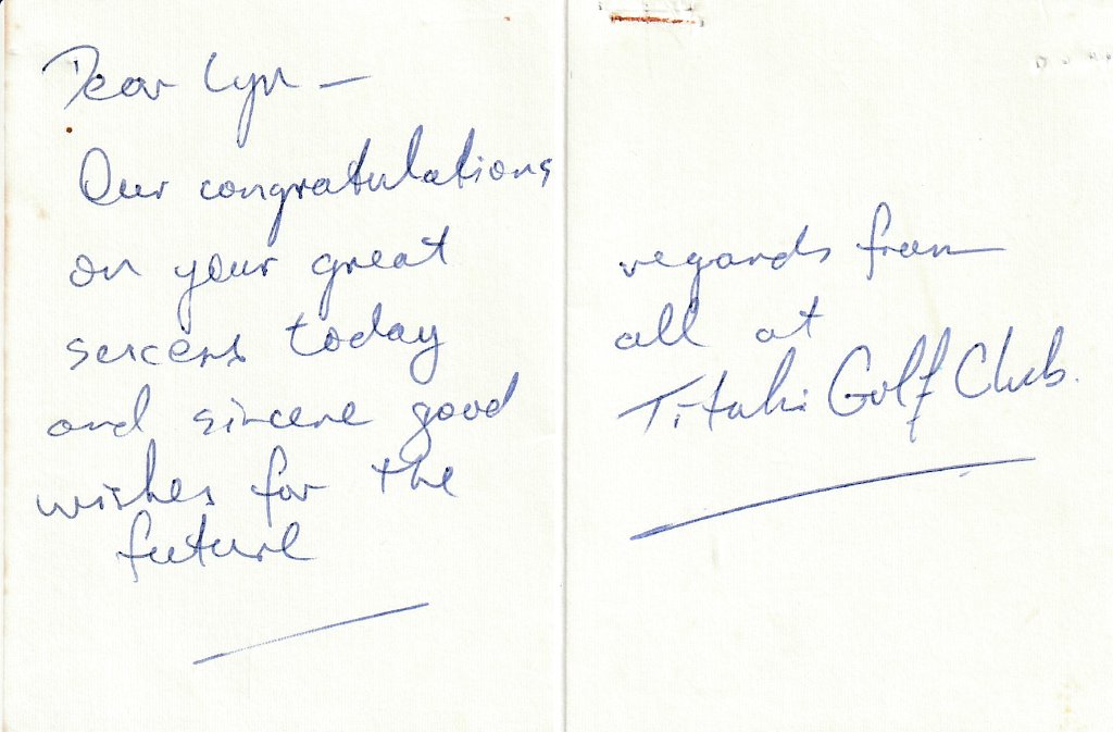 Congratulations Card — Tītahi Golf Club