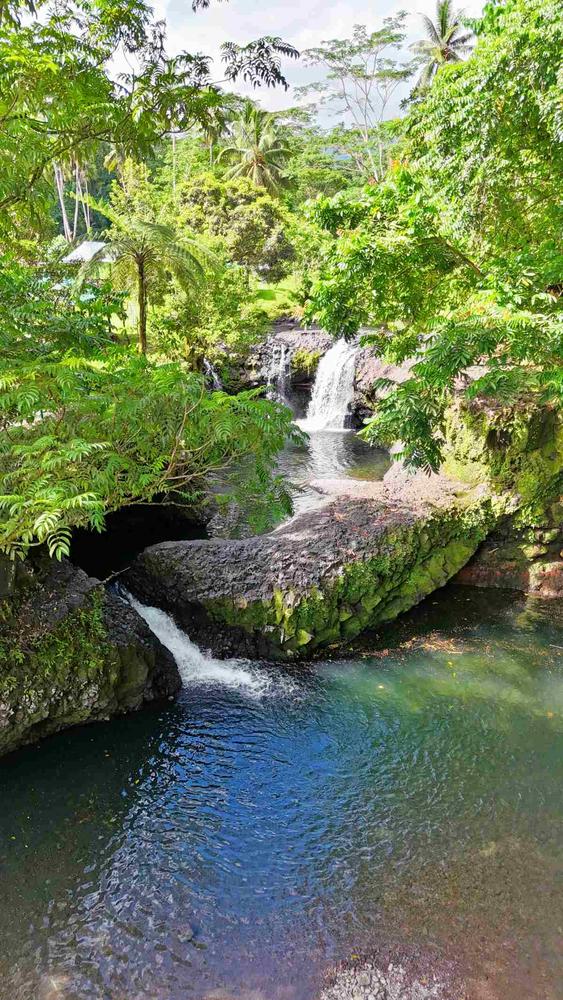 Togitogiga Waterfalls on the south coast road between Lalomanu and To Sua Ocean Trench, Samoa