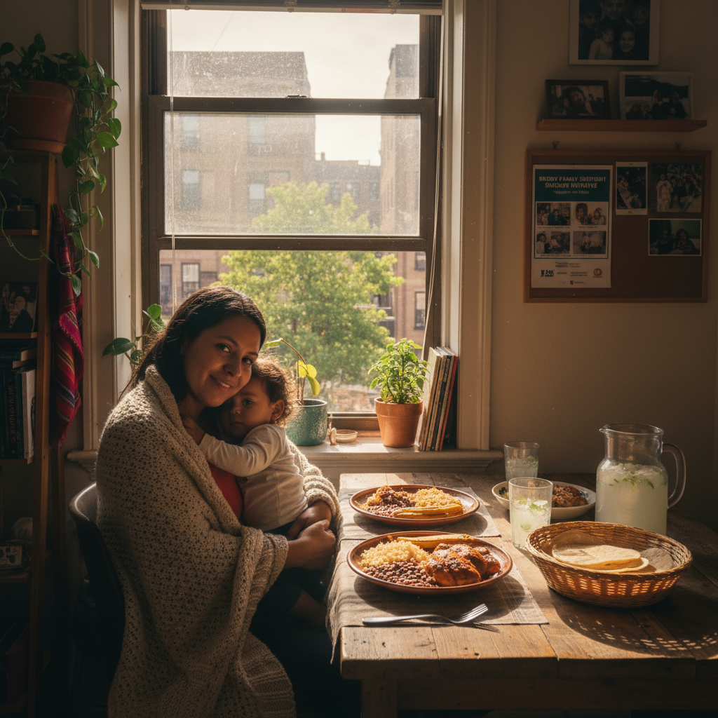 Family in stable home