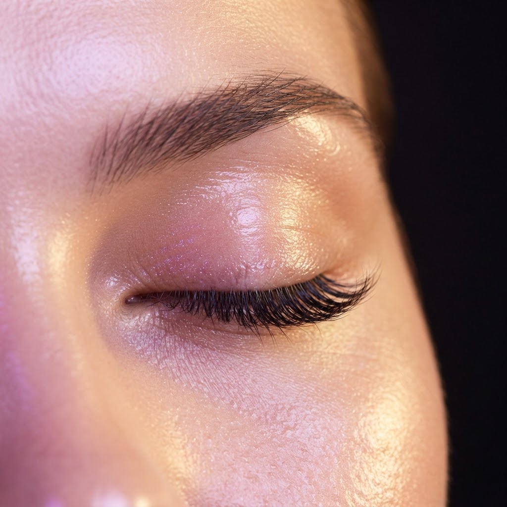 Natural Signature lash style on an eye, soft elegant finish