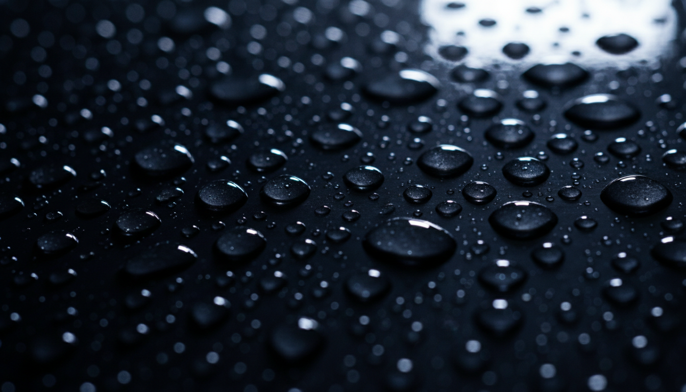 Water beading on pristine surface
