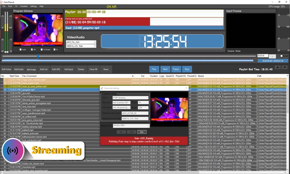Church live streaming and IPTV output settings
