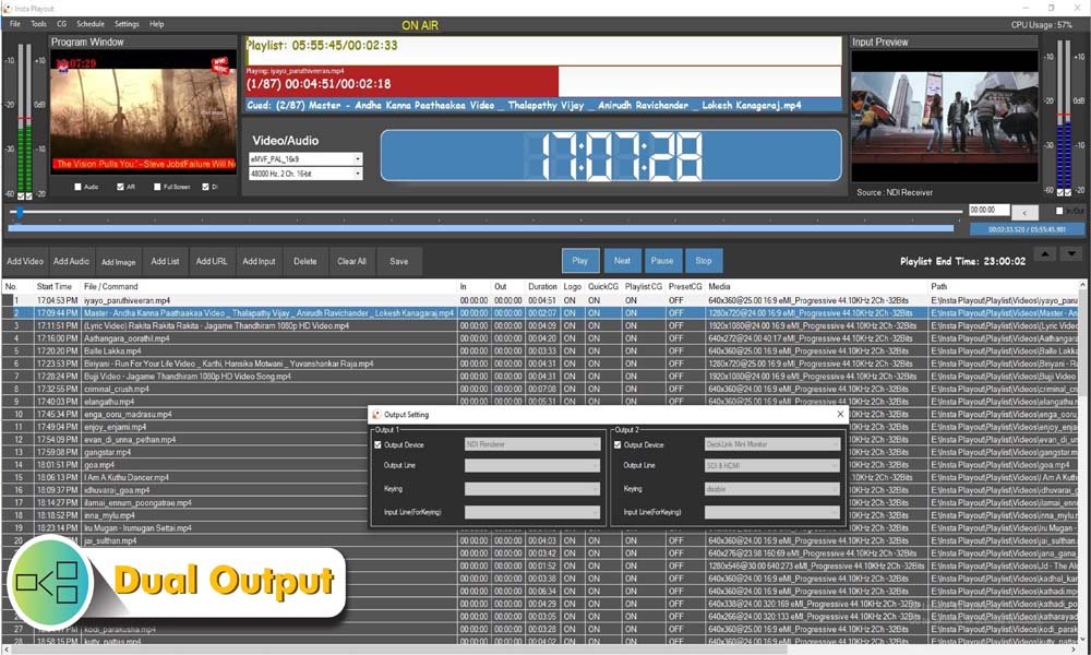 Insta Playout Dual Output — broadcast playout software