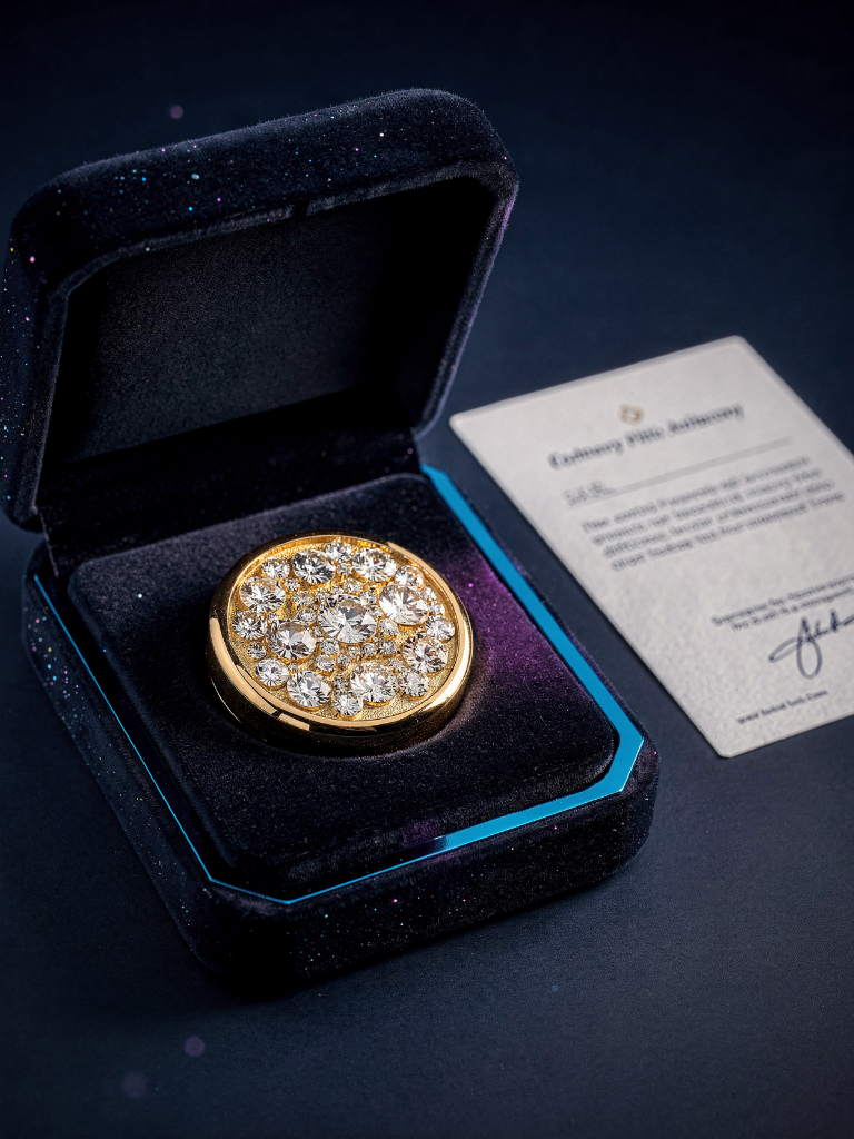 Pieza circular premium con certificado