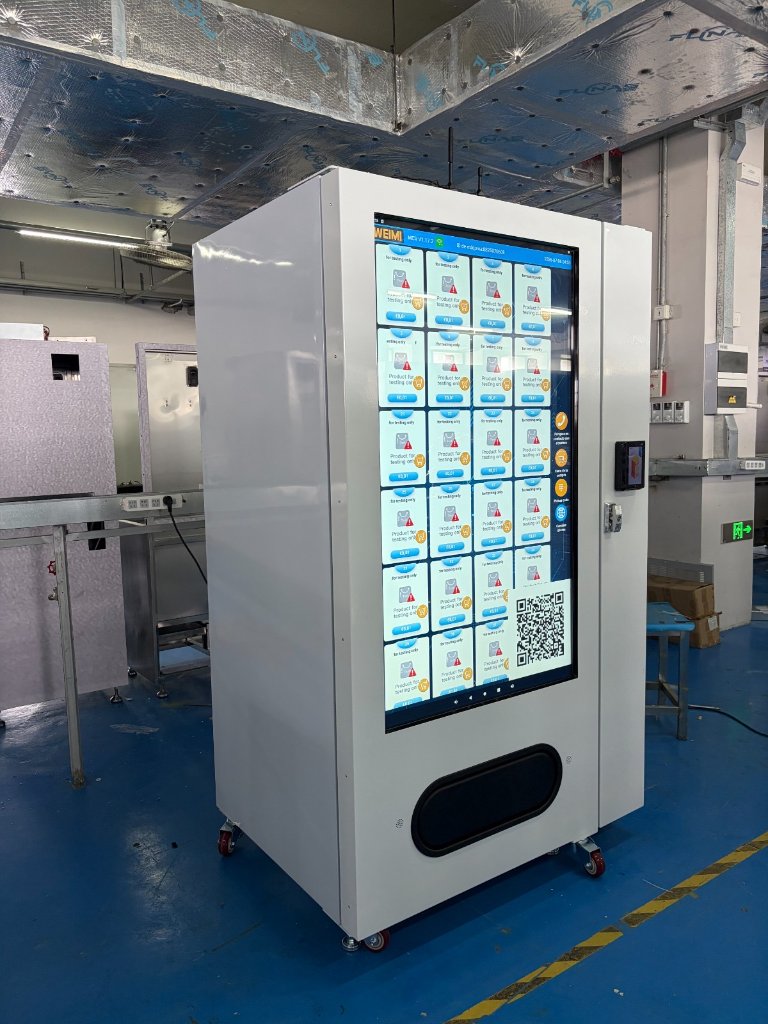 Vista tres cuartos — unidad ensamblada en entorno de producción