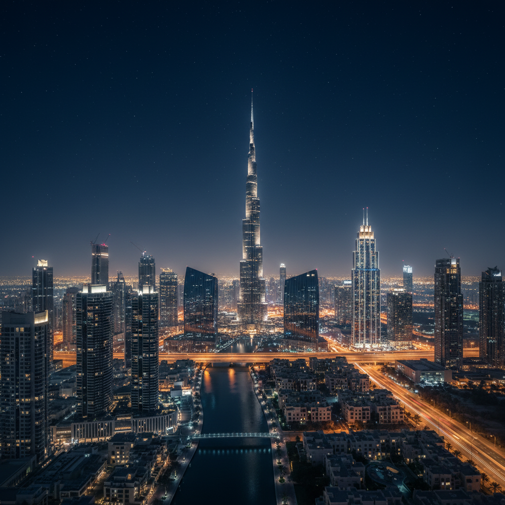 Dubai luxury skyline panoramic 4K