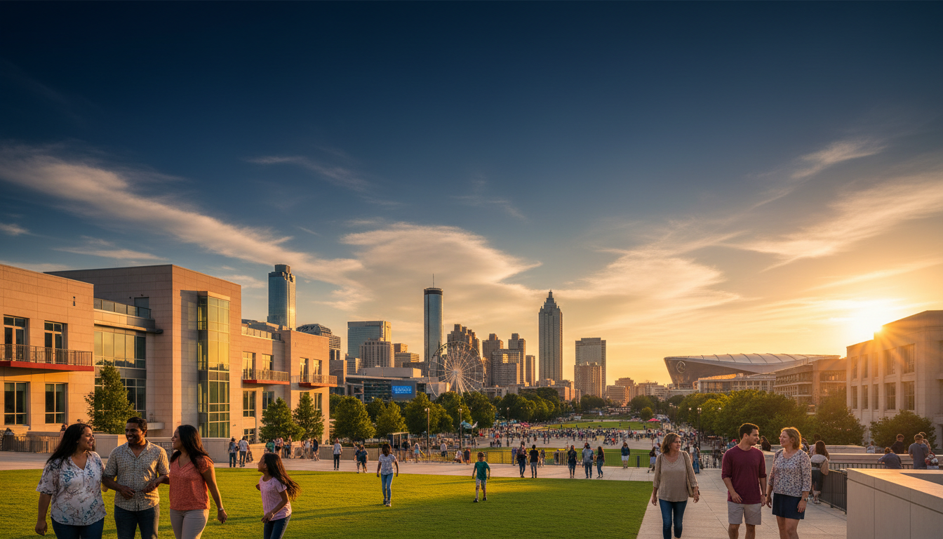 Atlanta skyline with attractions