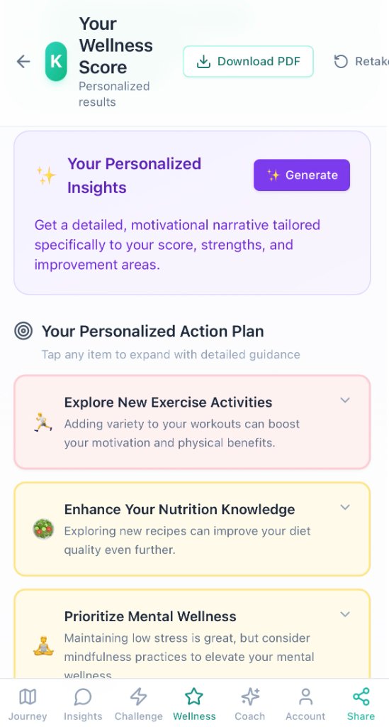 KnowWell Personalized Action Plan
