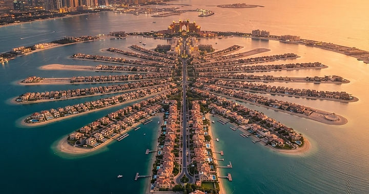 Gwiazdy w Dubaju: willa na Palm Jumeirah z lotu ptaka
