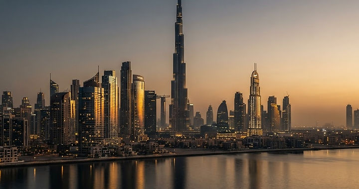 Ile kosztuje mieszkanie w Dubaju: panorama miasta o zmierzchu