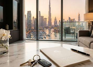 Własność nieruchomości w Dubaju: dokumenty i klucze apartamentu z panoramą Dubaj Marina