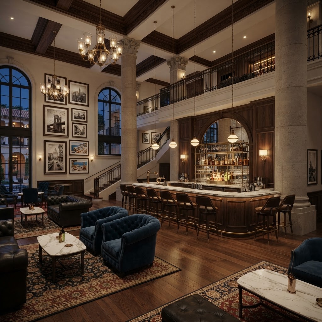 Peacock Alley lobby bar render