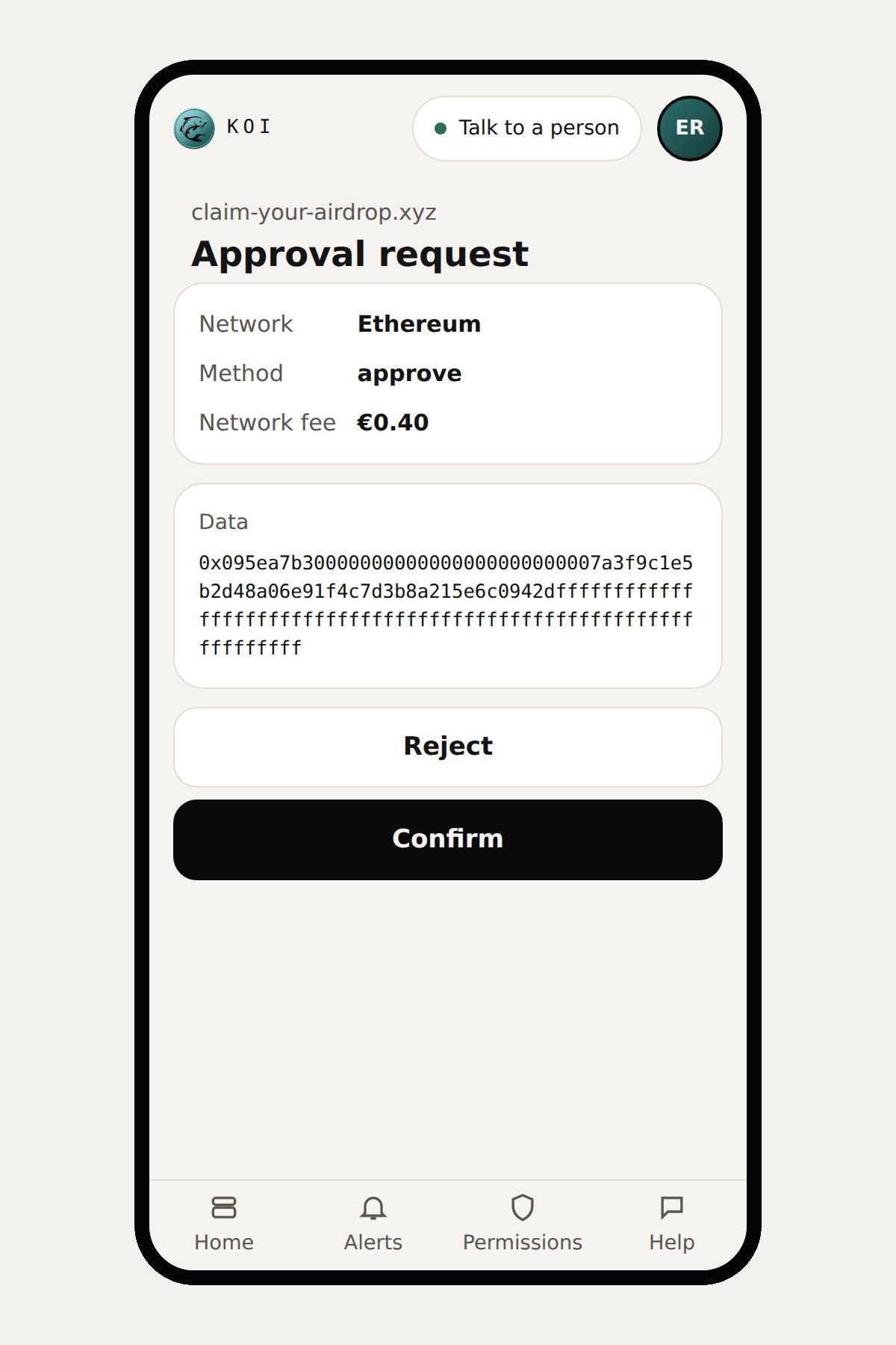 Raw approval request