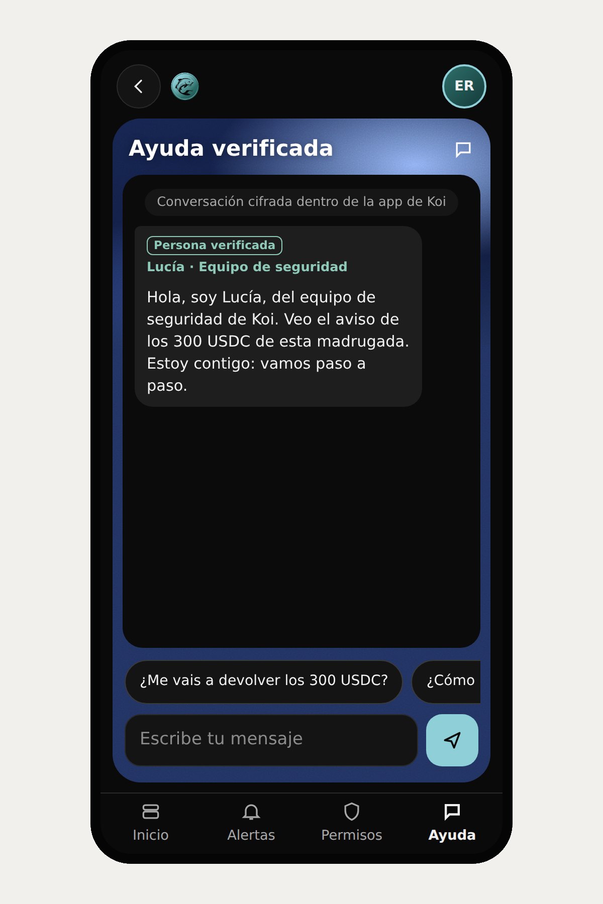 Chat con persona verificada
