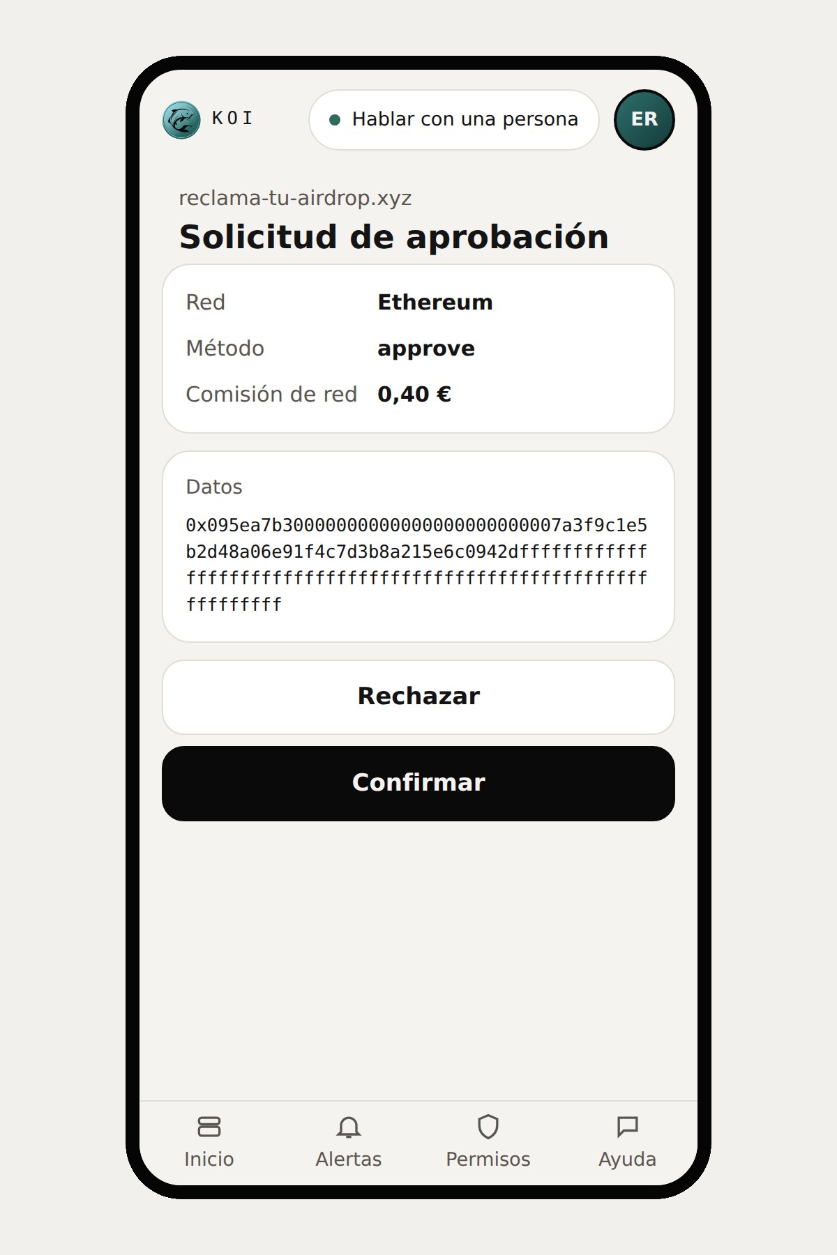 Solicitud de aprobación en bruto