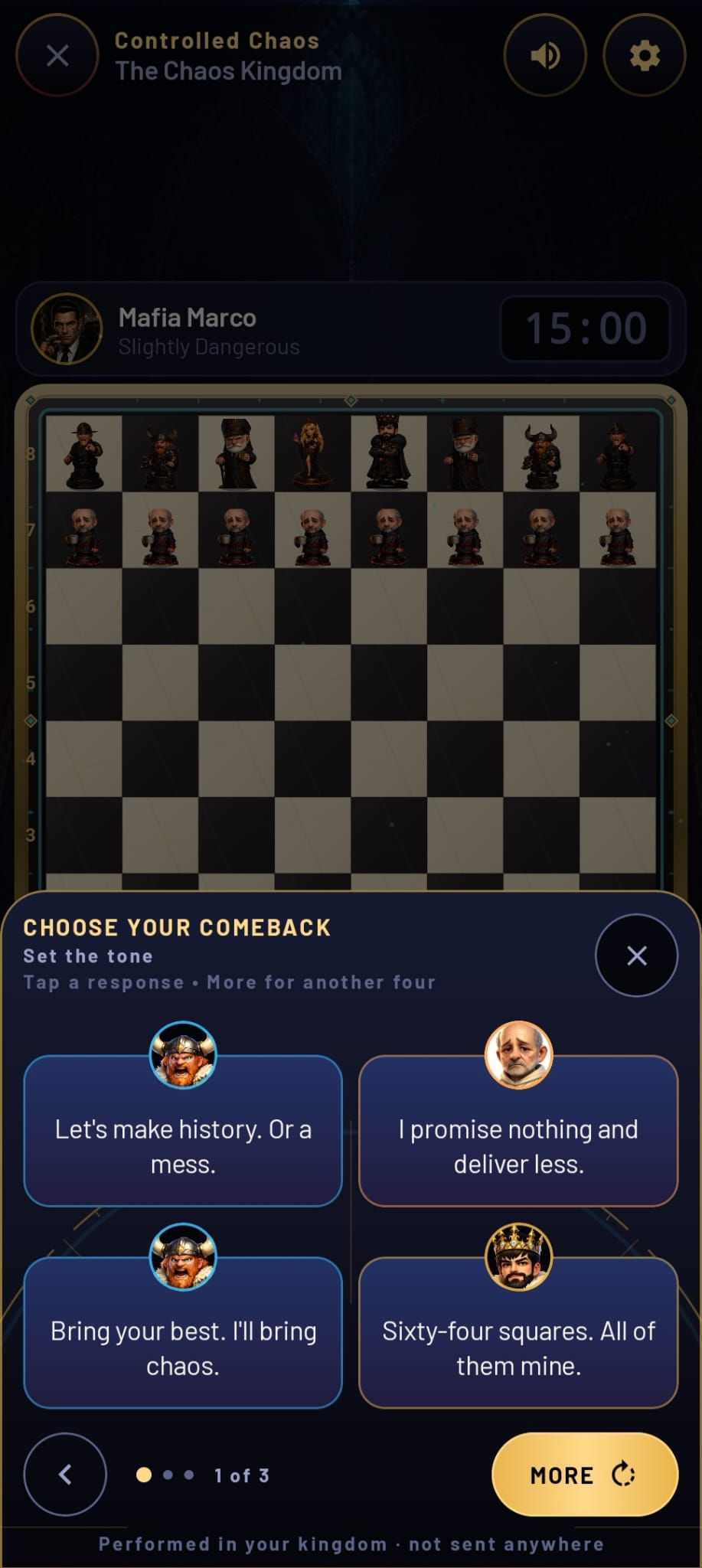 Vs Computer — Choose your comeback panel
