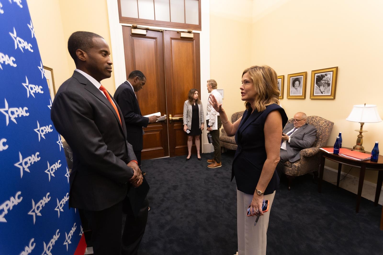 John James and Mercedes Schlapp at CPAC's Summit to Combat Human Trafficking in Washington DC, 2026