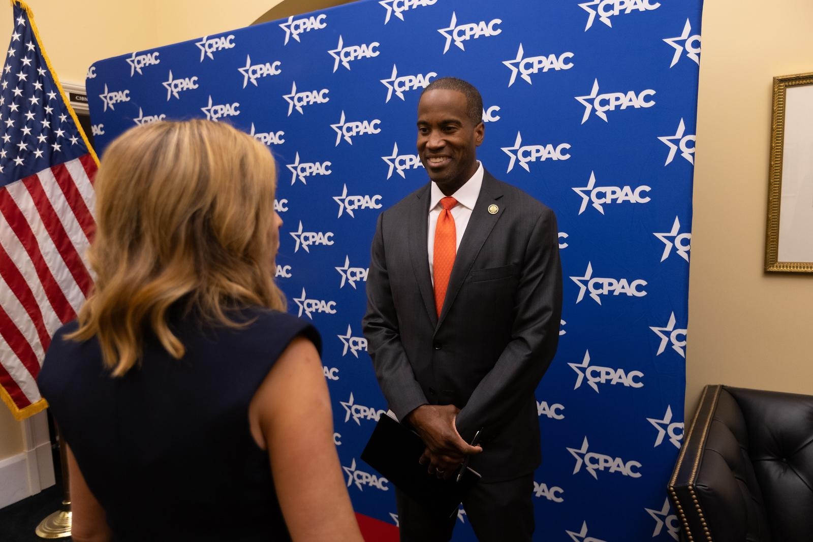 John James and Mercedes Schlapp at CPAC's Summit to Combat Human Trafficking in Washington DC, 2026