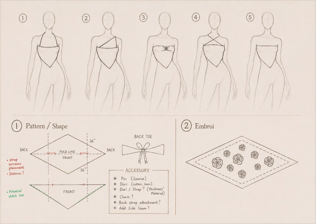 Custom order technical sketch