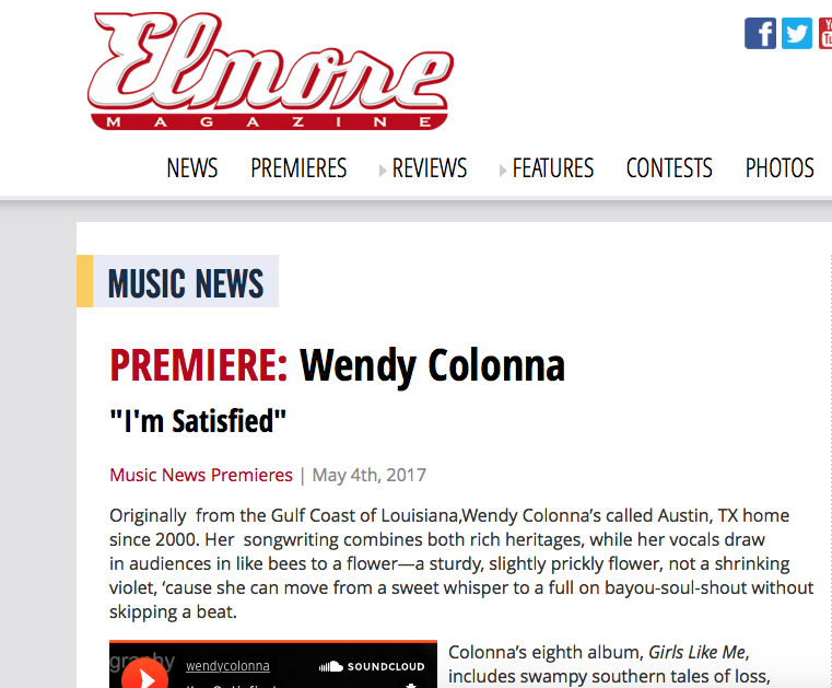 PREMIERE: Wendy Colonna "I'm Satisfied"