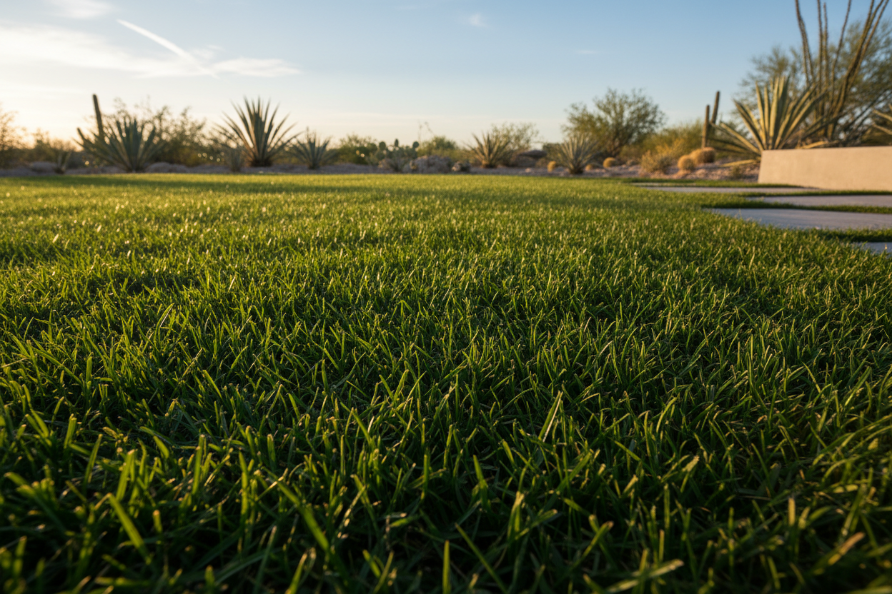 Locally sourced palm fronds being used as mulch in an Omani garden